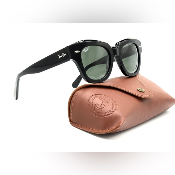 Ray-Ban State Street Sunglasses Black RB2186 Green Lens 49mm 901/31 - Picture 2 of 13